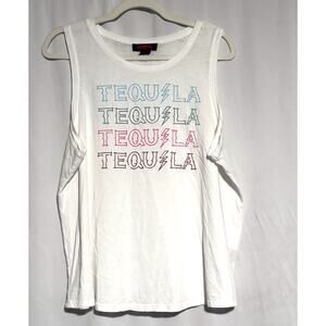 Rock & Roll Denim Tequila Graphic Tank Top XXL White Muscle Tee